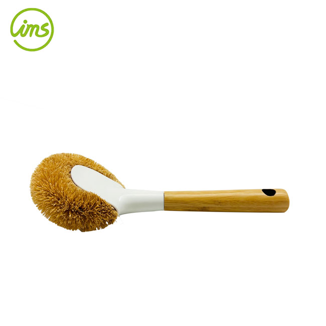 Scrubber Brush Bamboo Handle -White